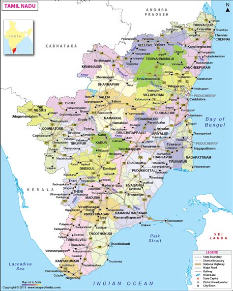 Tamil Nadu Route Map | Color 2018