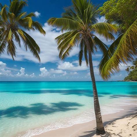 Premium Ai Image Beach Beautiful With Palm Trees Generative Ai