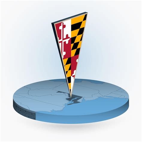 Mapa De Maryland Em Estilo Isom Trico Redondo Bandeira Triangular