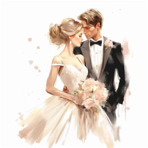 Premium AI Image There Is A Painting Of A Bride And Groom Standing