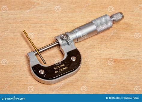 Micrometer Gauge On A Vintage Hand Drawn Technical Drawing Royalty Free