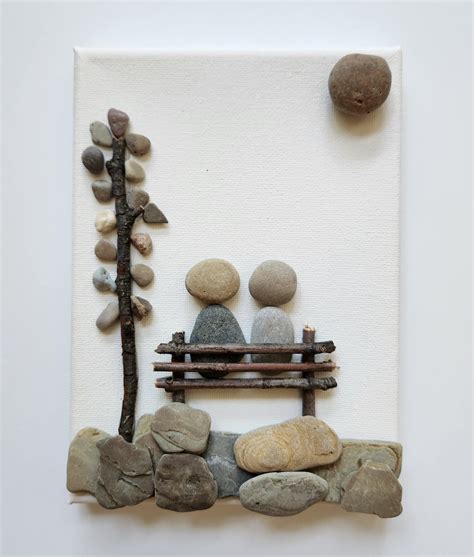 Couple on Bench Pebble Art Small Space Decor | MakerPlace by Michaels