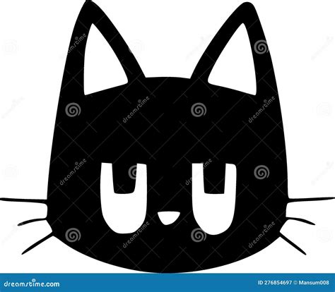 Black and White of Cute Cat Icon Stock Illustration - Illustration of ...