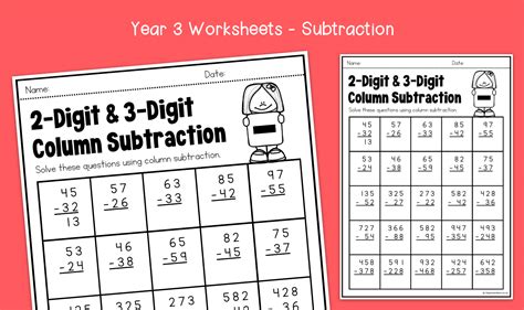 Year Digit And Digit Column Subtraction Worksheets Ks