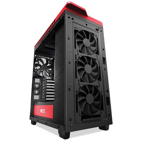 Nzxt H440 Mid Tower Case Matte Black And Gloss Red Ca H440w M1