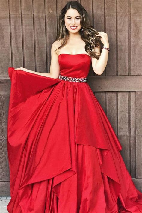 Strapless Red Prom Dresses High Low