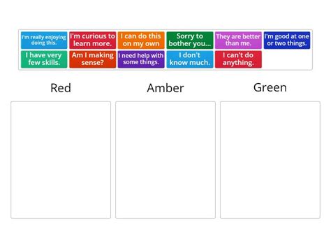 Red Amber Green Categorize