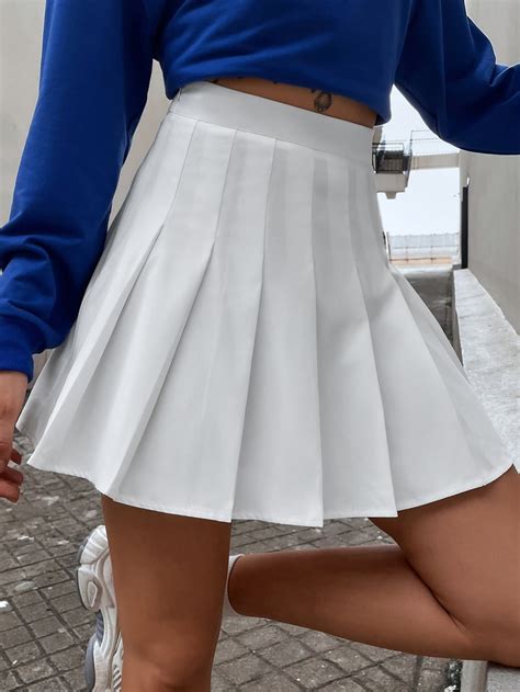 High Waist Solid Pleated Skirt Artofit