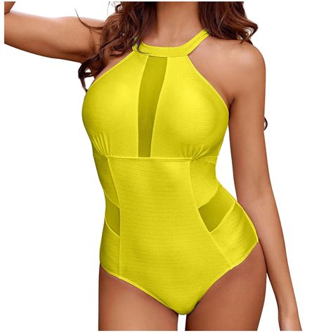 Ribbed One Piece Swimsuits For Women Tie Side High Cut Bathing Suits