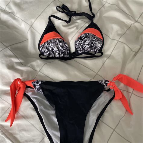 Pink Black White Bikini Set Not Sure Of Brand Can Depop