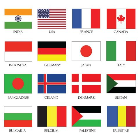 Different Countries National Flag Vector Illustration Vector