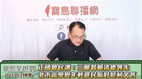 【20230529】正國會民調：三腳督賴清德領先 北市高學歷年輕選民偏好挺柯文哲 鄭弘儀 主持 【寶島全世界】 Youtube