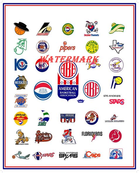 Foto Aba American Basketball Association Logo Squadra A Colori 8 X 10