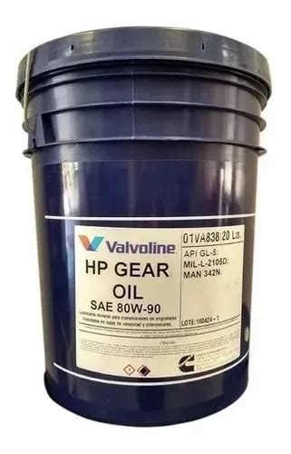 Aceite Valvoline 80w90 Hp Gear Oil Gl 5 X20lt