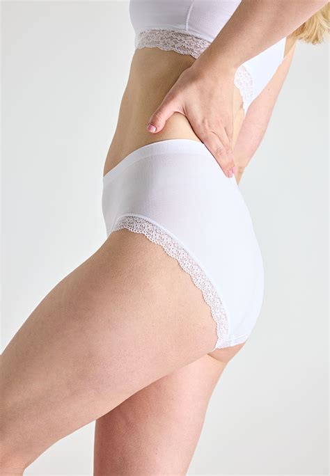 Womens White High Leg Brief Peacocks