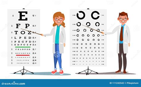 Oftalmologie Arts Set Vector Wijfje Mannetje Medisch Kenmerkend Oog De