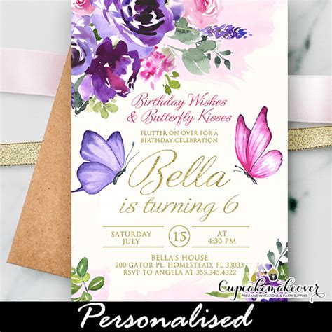 Purple Butterfly First Birthday Invitation | ubicaciondepersonas.cdmx ...