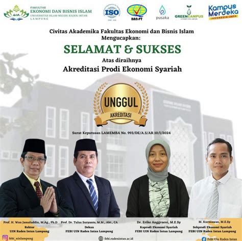 Program Studi Ekonomi Syariah Febi Uin Raden Intan Lampung Raih