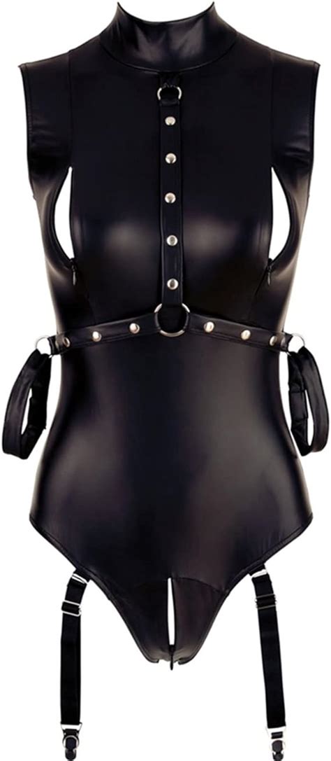 Kboplemq Damen Wetlook Body Latex Dessous Reizw Sche Sexy Einteiler