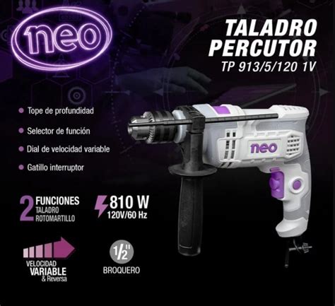 Taladro Percutor 1 2 810 W Industrial Marca Neo Luegopago