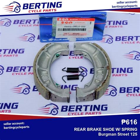 SGP REAR BRAKE SHOE W SPRING Suzuki Burgman Street 125 Genuine 64400