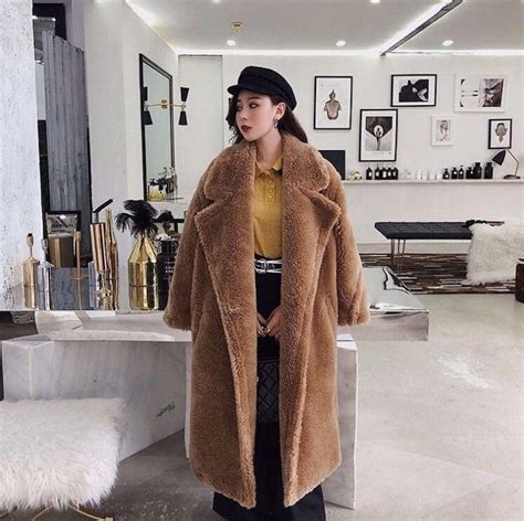 Pink Long Teddy Bear Jacket Coat Women Winter Thick Warm Oversized