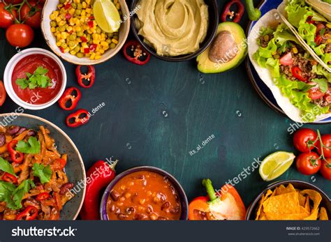 Mixed Mexican Food Background Party Food Stock Photo 429572662