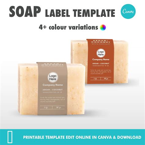 Printable Bar Soap Labels Template Canva Editable Artofit