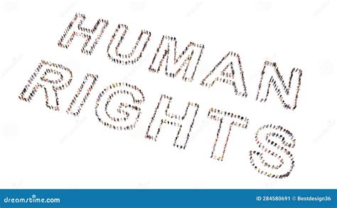 Large Community Of People Forming Human Rights Message D Illustration