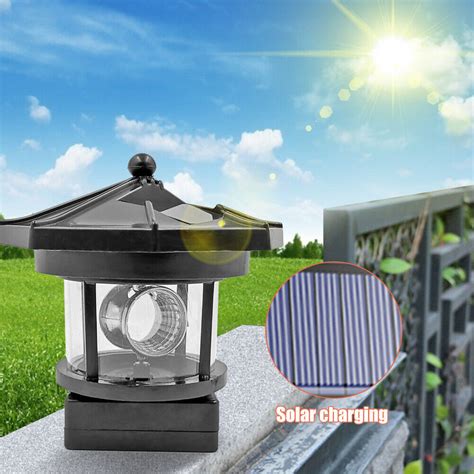 Lighthouse Solar Led Light Garden Outdoor Beacon Rotating Beam Lamp