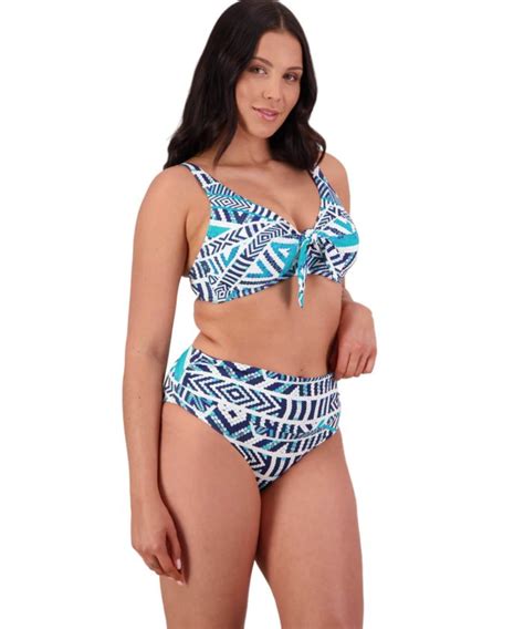 Tribal Geo Underwired Tie Front Bikini Top Moontide Swimwear