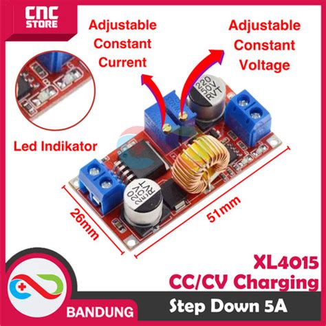 Promo [cnc] Xl4015 5a Dc Dc Cc Cv Step Down Lithium Charger Power