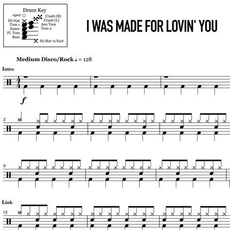 I Was Made For Lovin You Kiss Drum Sheet Music Artofit