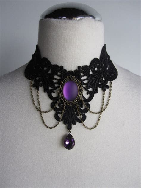 Last One Choker Necklace Lace Purple Victorian Bohemian Gothic Etsy