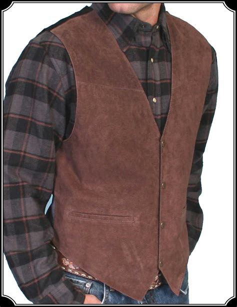 Boar Suede Leather Western Vest From Scully Mens Leather Vest