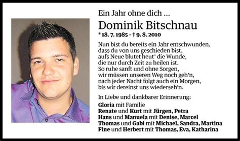 Todesanzeigen Von Dominik Bitschnau Todesanzeigen Vorarlberger