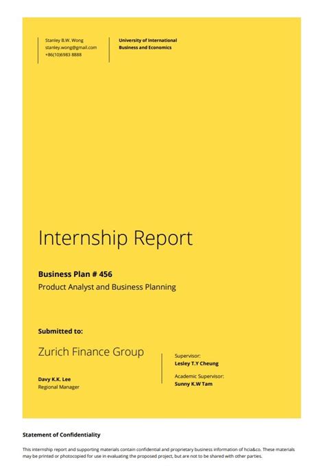 Internship Report Writing Template Free Excel Templates