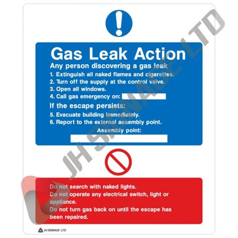 Gas Leak Action Notice Jh Signage