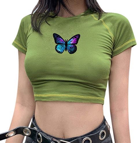 Cocila Crop Tops Damen Sexy Bauchfrei Tshirt Bluse Y2k Fashion Kurzes