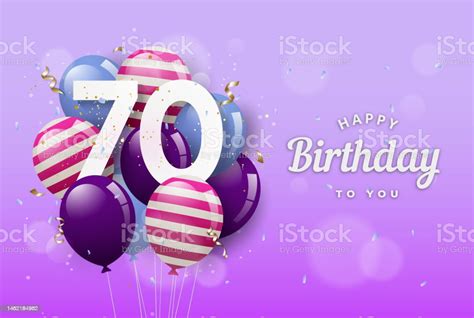 Happy 70th Birthday Greeting Card With Balloons 70 Years Anniversary