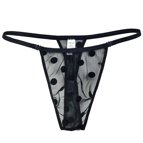 Mens Lingerie G Strings Thong Soft Stretchy Polka Dot Sissy Pouch Open