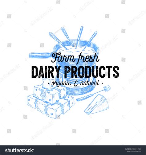 Beautiful Vector Hand Drawn Dairy Products Stock Vector Royalty Free