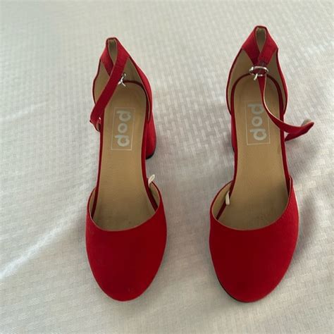 Pop Shoes Pop Womans Red Suede Dress Shoe Size 6 2 Like New Very Red 25 Inch Heel Poshmark