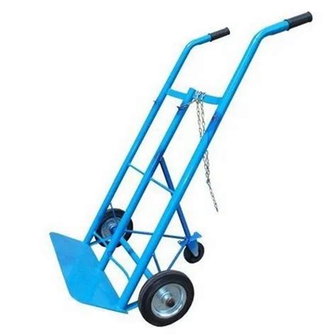 Rubber Blue Mild Steel Industrial Hand Trolley For Material Handling