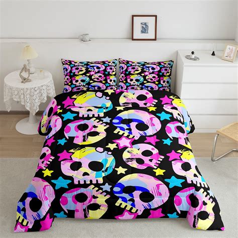 Sugar Skull Bedding Sets Exotic Tropical Skeleton Bones Twin Comforter