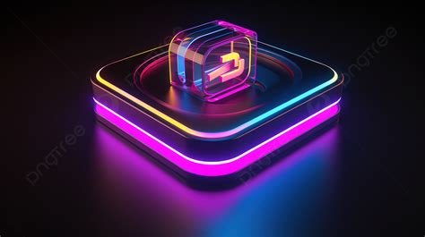 3d Illustration Of Neon Box Logos With Neon Colored Lights On A Black Background, 3d Instagram ...