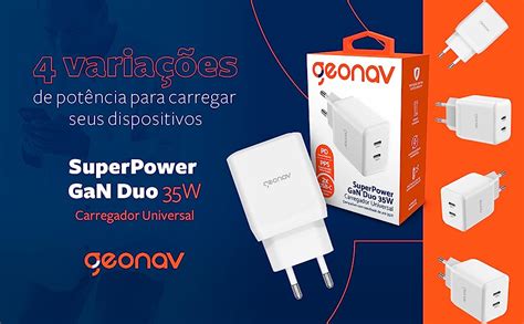 Geonav Carregador Universal Superpower Gan Duo W X Usb C Power