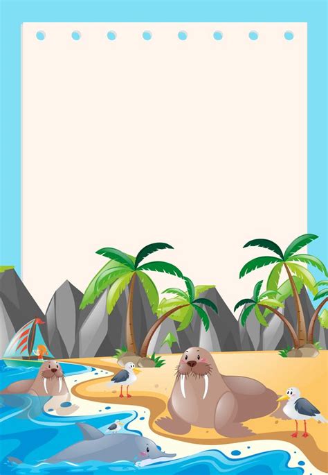 Border template with sea animals 369539 Vector Art at Vecteezy