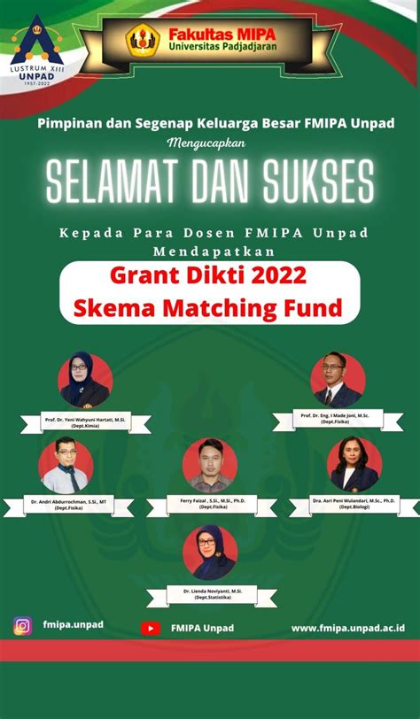 Selamat Dan Sukses Kepada Para Dosen Fmipa Unpad Mendapatkan ” Grant