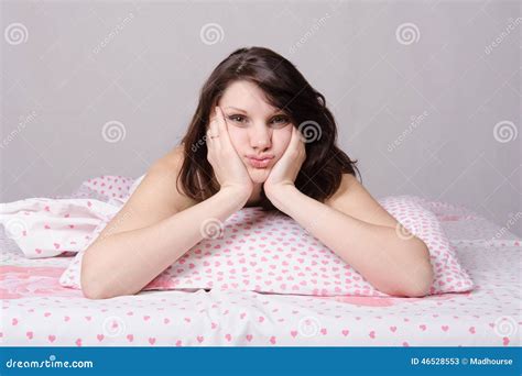 The Girl Woke Up In Bed Bored Stock Image Image Of Beautiful